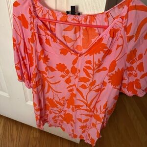 Floral Pink and Orange Women's Top
